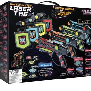 Like New!Squad Hero Rechargeable Laser Tag 360° Sensors + LCDs - Set of 4 -